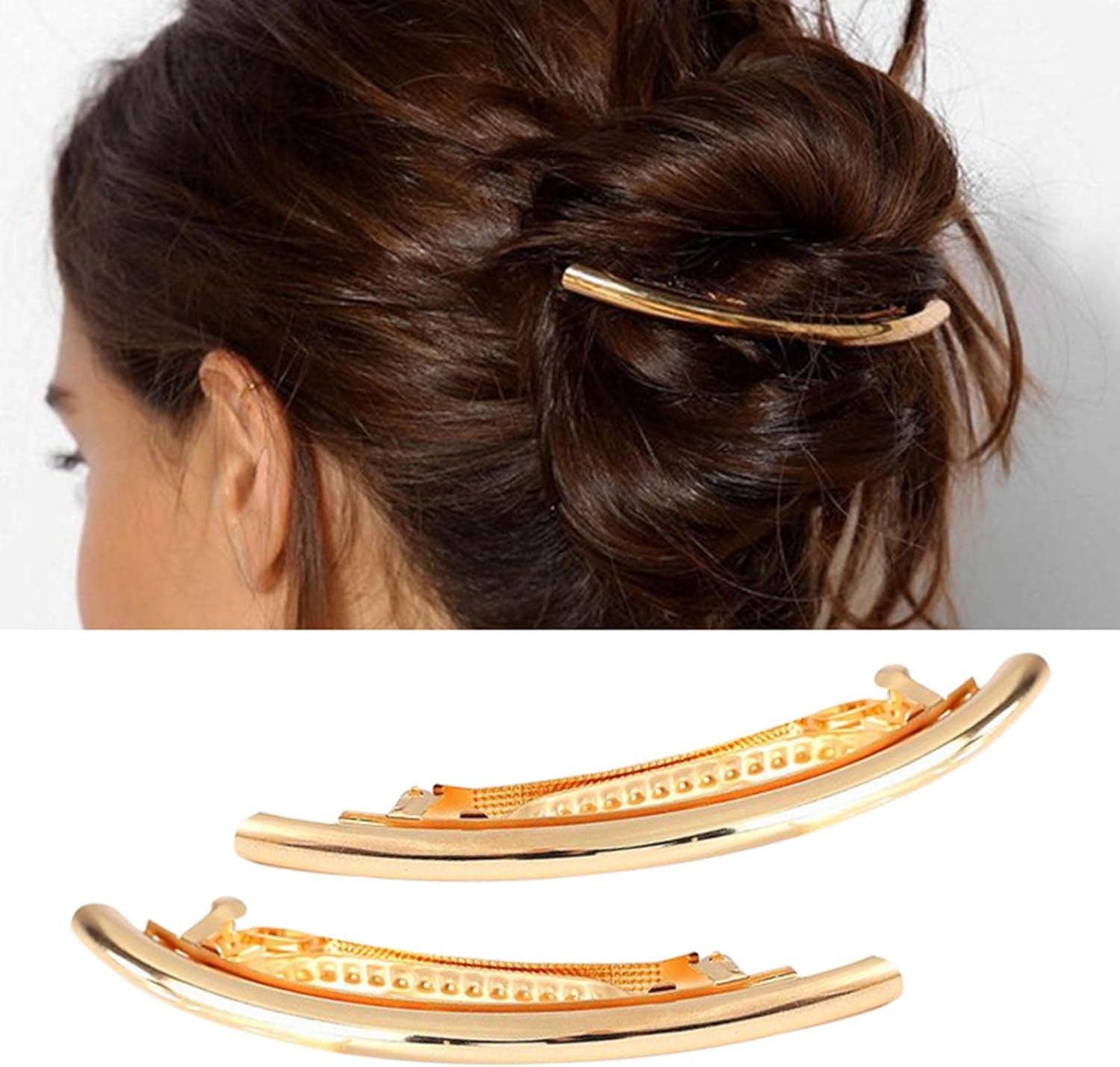 Wendalern Snap Hair Pin Clip Vintage Gold Hair Clip Metal Hair Holder Clips Feather Minimalist Hair Clips Decorative Hair Accessories for Women and Girls image number 6