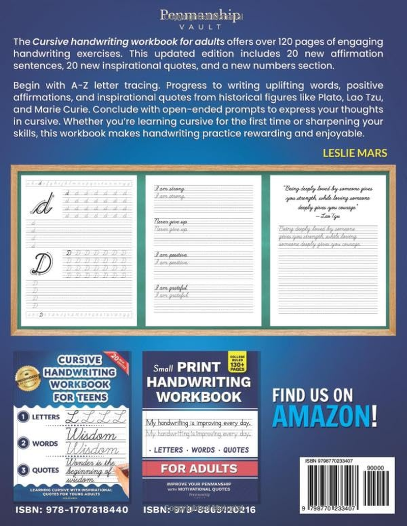 Cursive Handwriting Workbook for Adults: Learning Cursive with Positive Affirmations & Inspirational Quotes