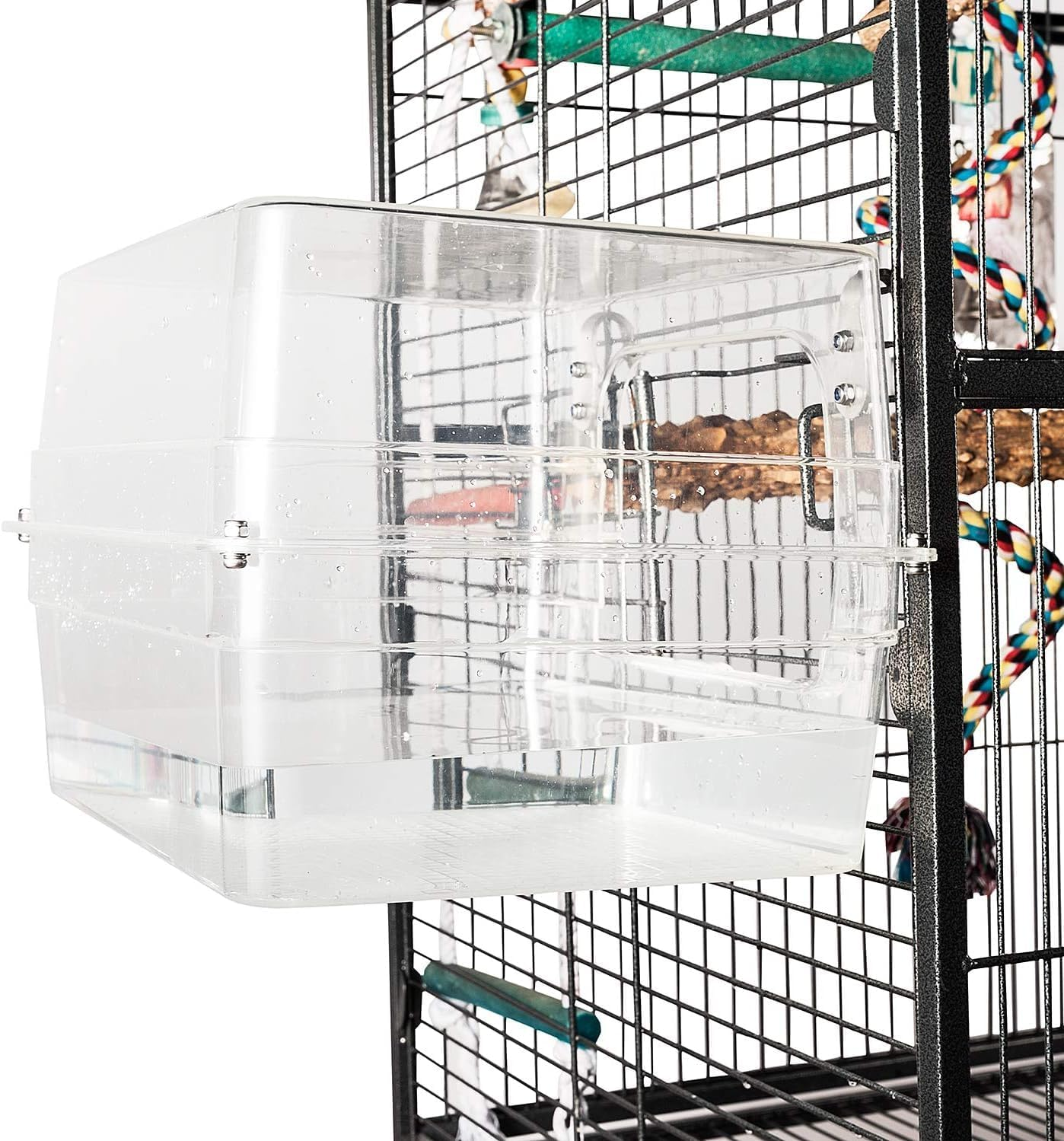 Colorday Large Bird Bath with Clear View, for Greys,Amazons,Conures,Cockatiels,Parakeet.(13X11X8 Inch) Upgraded image number 6