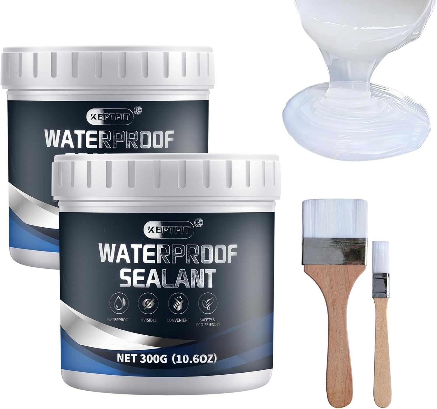 Invisible Waterproof Agent, 2 * 10Oz Transparent Waterproof Sealant, Transparent Waterproof Coating Agent, Invisible Waterproof Anti-Leakage Agent, Indoor Outdoor Repairing Leak Waterproof Adhesive image number 1