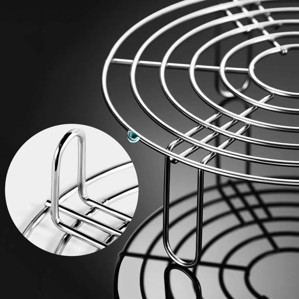 2 Pcs round Steam Rack, Tall Trivet Rack Stand Microwave Rack Tray, Stainless Steel Roasting Rack Multi-Purpose Cooking Cooling Racks Stand Steaming, Pressure Cooker round Cake Pan Oven(20.5Cm,14.5Cm) image number 2