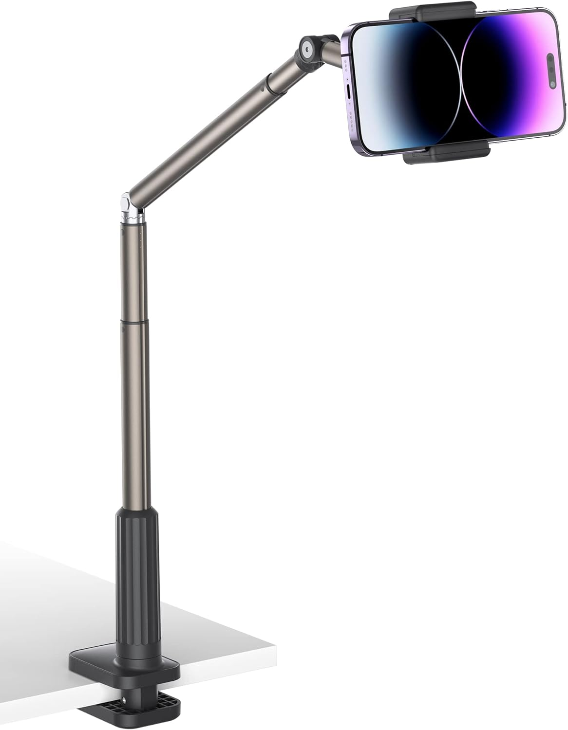 JSAUX Phone Holder for Desk and Bed Compatible with Iphone 14 13 12 11 Gooseneck Cell Phone Stand Gift Flexible Universal Phone Mount 360 Lazy Long Arm Clamp Clip for Table Bedside [1-Pack, Black] image number 3