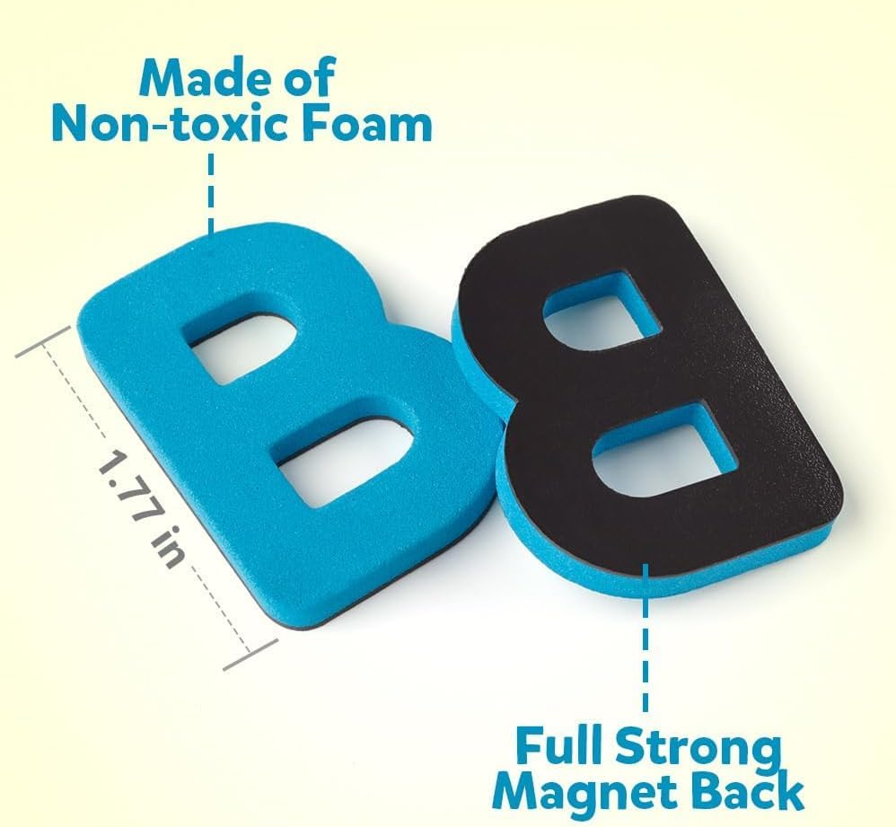 Vosinrly Magnetic Letters 208Pcs with Magnetic Board and Storage Box - Uppercase Lowercase Foam Alphabet ABC Magnets for Fridge Refrigerator - Educational Toy Set for Classroom Kids Learning Spelling image number 1