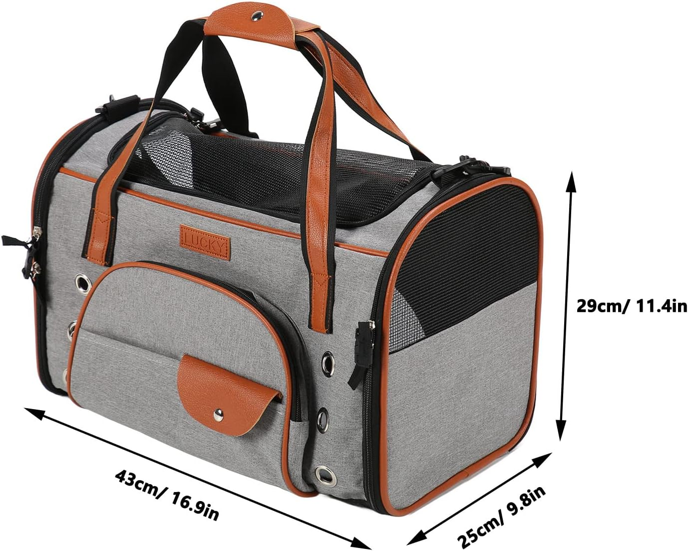 Portable Frame Soft Surface Pet Carrier, with Top Zipper, Foldable Pet Carrier Bag, Pet Travel Bag for Cat and Small Dog Home Outdoor Medium image number 1