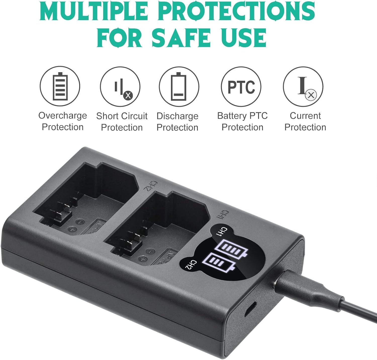 Kimaru NP-FZ100 Battery Charger, Double Slot BC-QZ1 Charger for Sony Alpha ZV-E1, FX3, FX30, A1, A7C, A9, A9 II, A7R III, A7R IV, A7S III, A7 III, A7 IV, A6600, A7R V, A6700, A7C II Cameras. image number 5