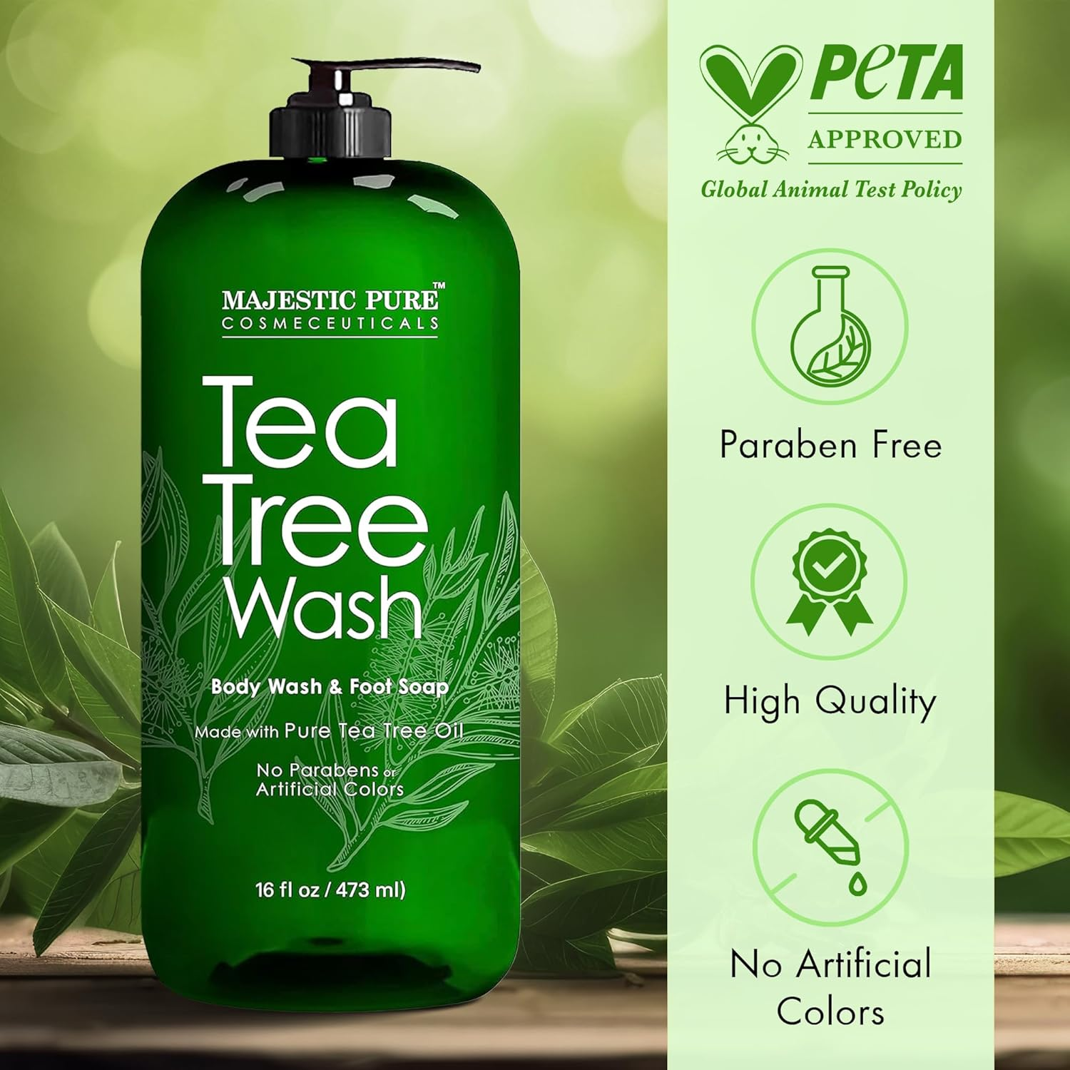 Majestic Pure Antifungal Soap with Tea Tree Oil, Natural Foot & Body Wash, 270Ml - Helps with Nail Fungus, Athletes Foot, Ringworms, Jock Itch & Body Odour