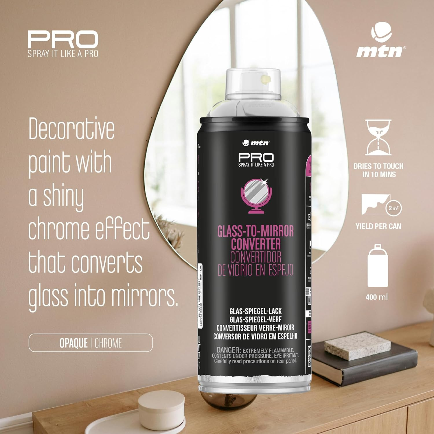 Montana Colors MTN PRO Glass to Mirror Efect Spray Paint, 400 Ml image number 6