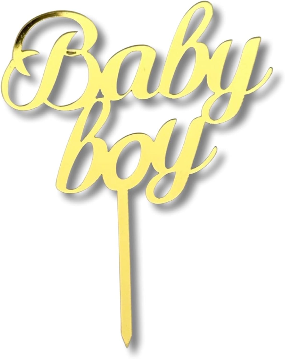 Oh Baby, He or She, Baby Girl, Baby Boy Cake Topper -Gold Acrylic-Baby Shower Cake Topper for Baby Showers and Gender Reveal Parties for Boys and Girls (He or She - Gold) image number 1