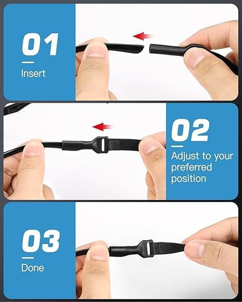 Walquicks 10 PCS Adjustable Eyeglasses Retainer Strap, No Tail Anti-Slip Glasses Straps Holder, Glasses String Cord Eyewear Retainer Sport Unisex Sunglass Straps Holder for Men Women - 10 Small image number 5