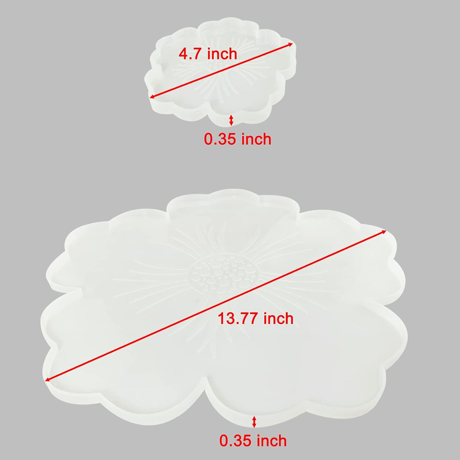 Flower Silicone Resin Moulds 6Pcs - 1Pc Large Resin Tray Moulds and 5Pcs Coaster Moulds 3D Design for DIY Epoxy Resin Casting Craft, Home Decoration image number 1