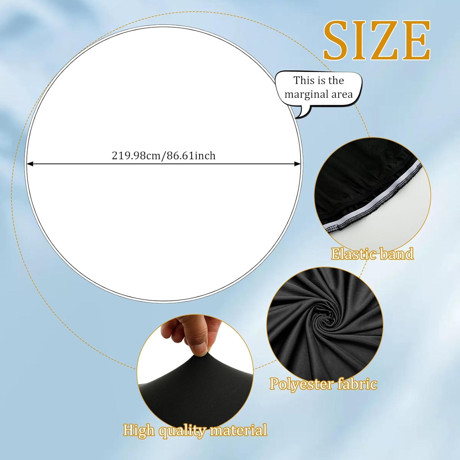 6.6Ft/7.2Ft round Arch Cover Elastic Adjustable Circle Arch Backdrop Cover Solid Color round Background Cover for Party D&eacute;cor Stand Not Include (White 7.2Ft) - White 6.5Ft image number 6