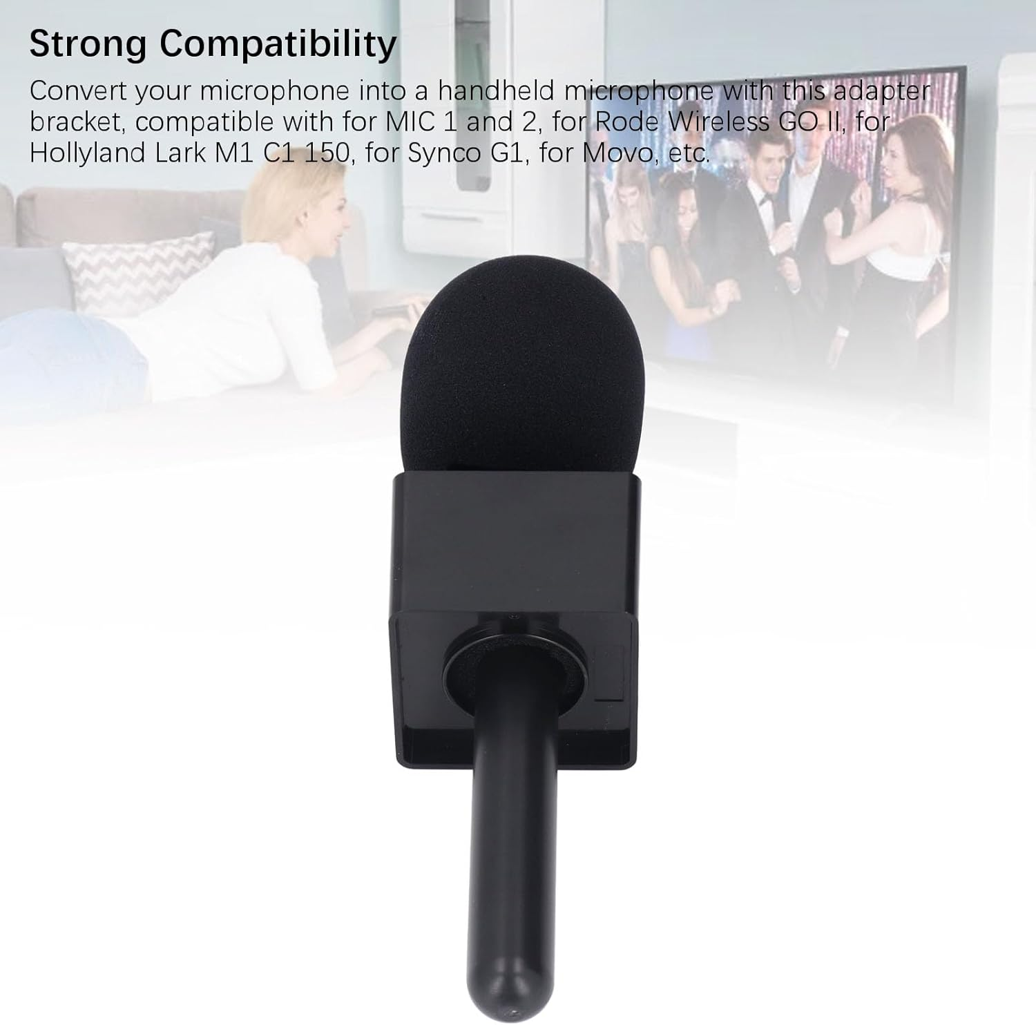 Handheld Microphone Adapter, Stand Holder for Mic 1/2 Interview Microphone Adapter with Flag for Wireless GO II image number 5