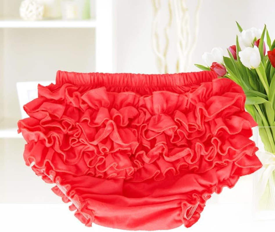 GALPADA Baby Girl Cotton Underpants 2-Pack with Ruffle Lace Back Absorbent Toddler Bloomers Diaper Cover for Everyday Wear and Special Occasions image number 1