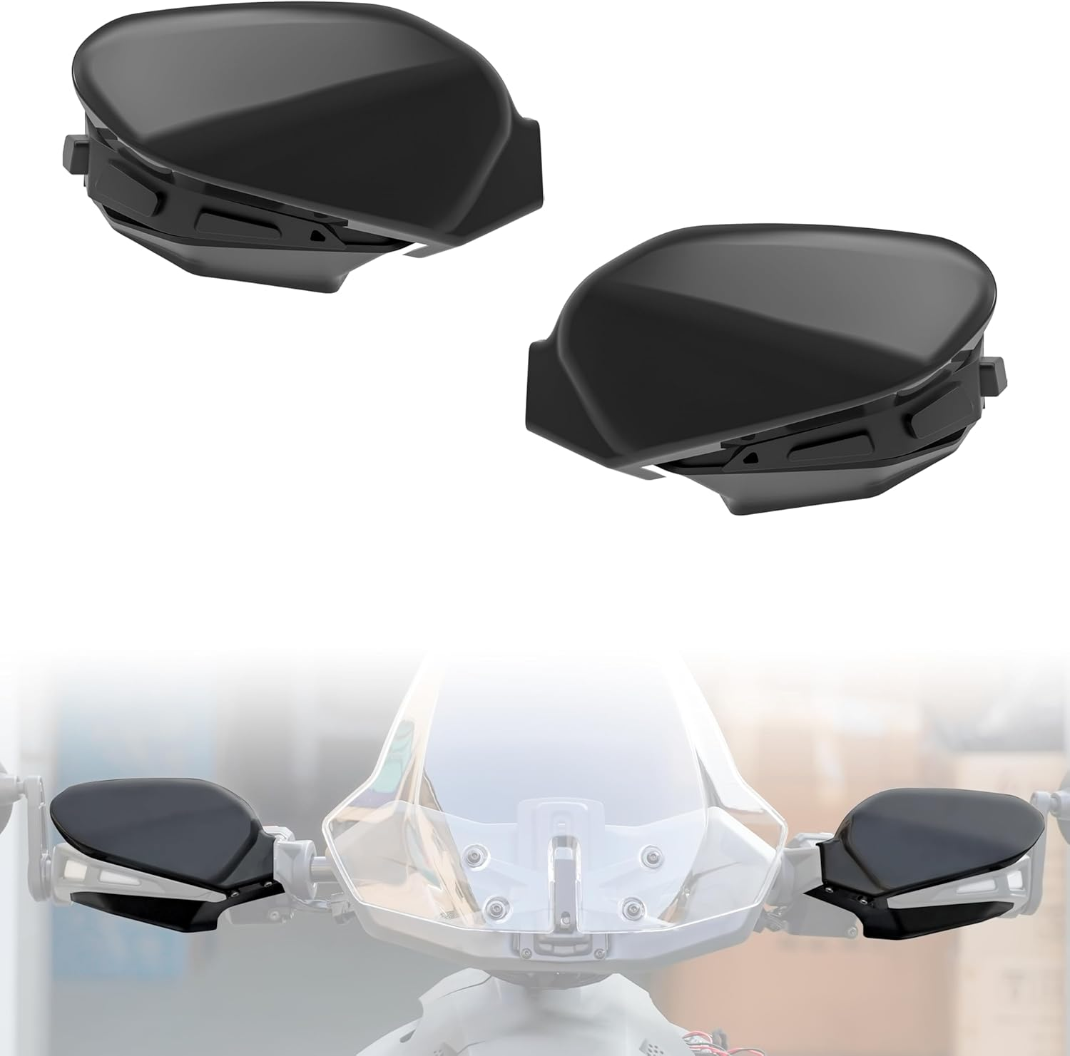 SAUTVS Black Handguards Protector Wind Deflector for Can Am Ryker, Plastic Hand Guards Air Deflector Kit for Can-Am Ryker 600 900 Sport Rally Edition All Models Accessories (2PCS, Replace #219400894) image number 6