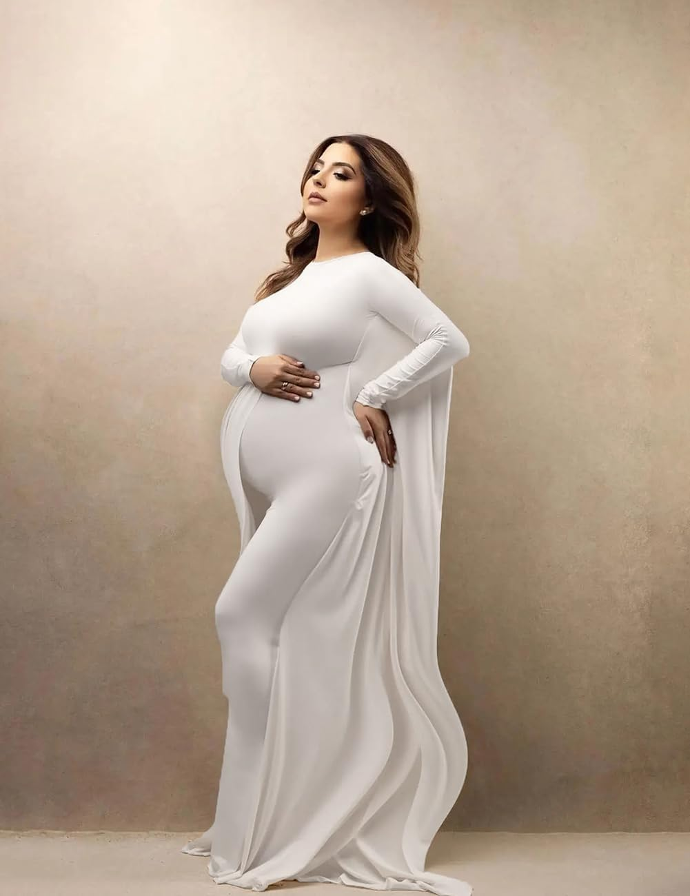 Justvh Women'S Maternity Batwing Sleeves Pregnancy Baby Shower Maxi Photography Dress for Photoshoot image number 5