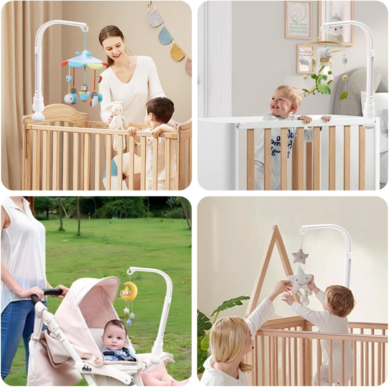 Baby Mobile Holder White Removable Adjustable Changing Table Mobile, DIY Wind Spinner Hanging for Cot, Children'S Room Decoration, from 0+ Months &ndash; without Toys and without Music Box Module