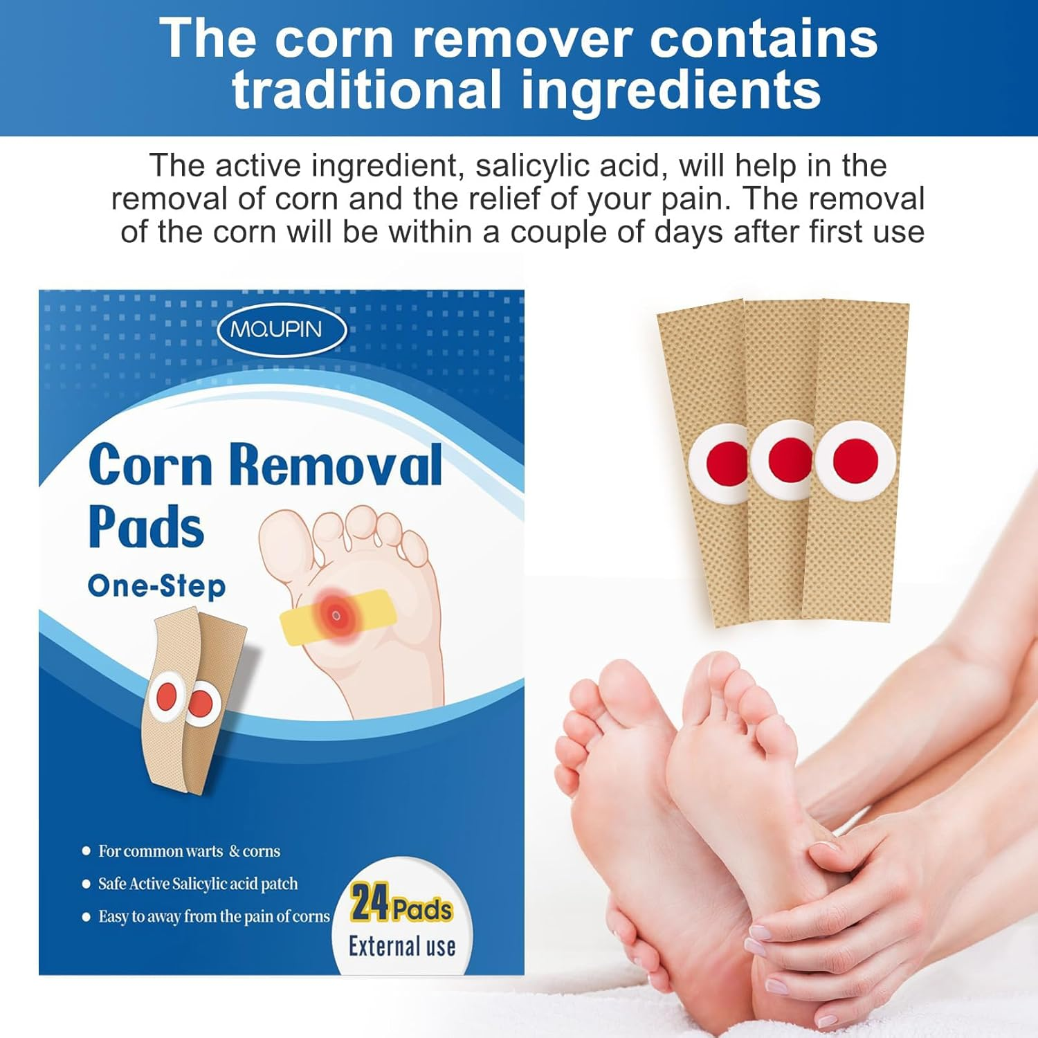 24 Count Corn Removal Pads for Feet and Toe, Corn Feet Remover for Feet Extra Strength, Callous Remover image number 2