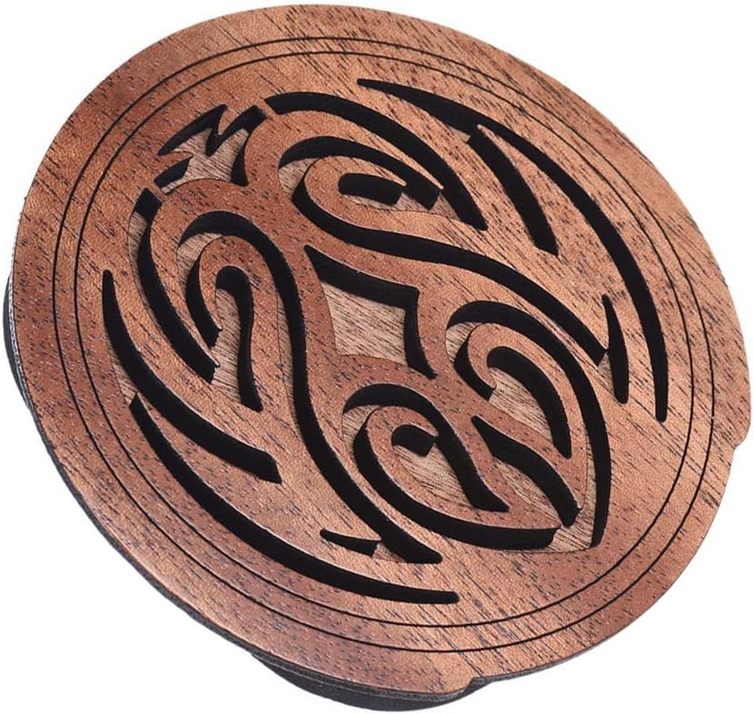 Guitar Wooden Soundhole Sound Hole Cover Block Feedback Buffer Mahogany Wood for EQ Acoustic Folk Guitars image number 1