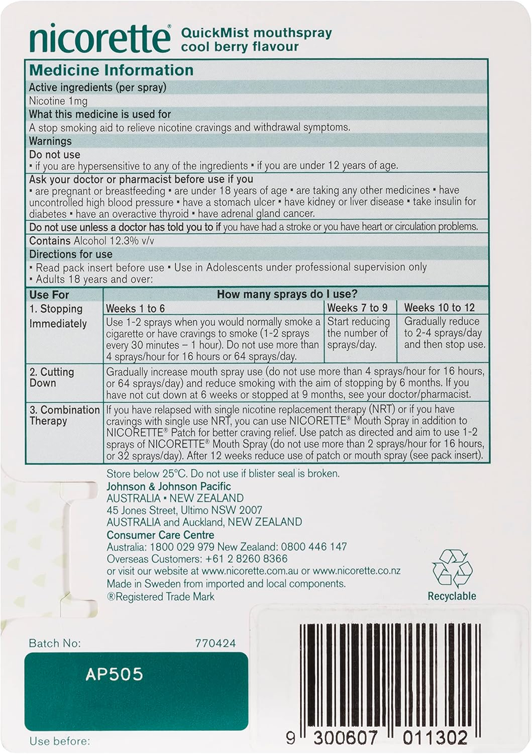 Nicorette Quit Smoking Quickmist Nicotine Mouth Spray Cool Berry 150 Pack image number 3