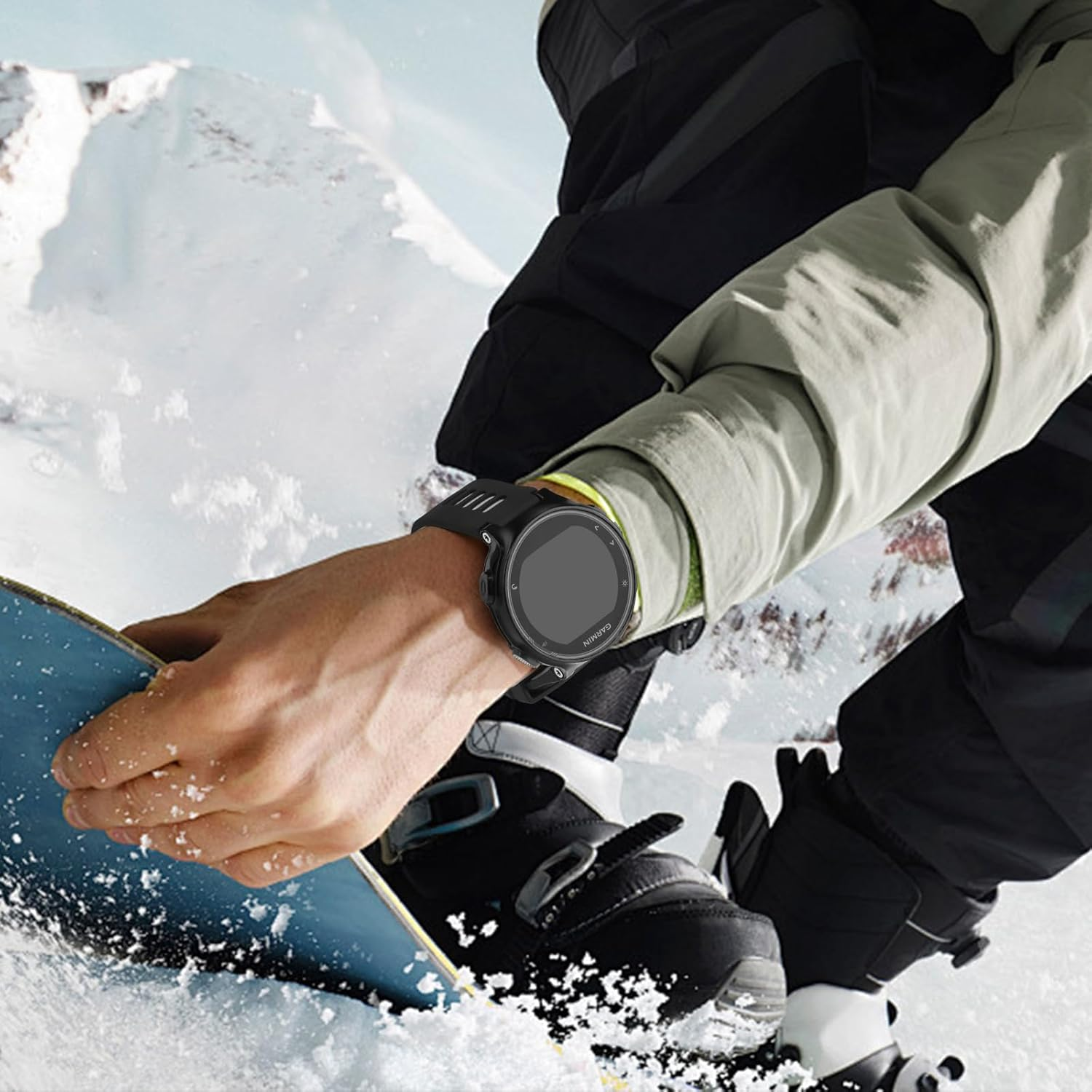 Silicone Band for Garmin Forerunner 735XT Band/Forerunner 220 230 235 630 620, Adjustable Sport Replacement Straps Watch Bands Men Women for Garmin Approach S5 S6 S20 - Black /Gray image number 1