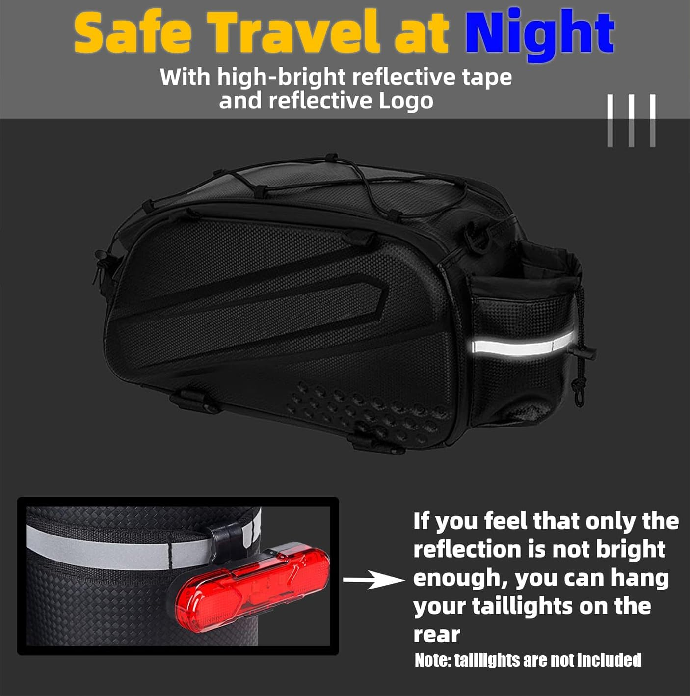 10L Bike Rack Bags, Hard Shell Multifunctional Bicycle Rear Seat Bag Waterproof Cycling Bike Rack Trunk Cargo Bag Outdoor Pannier Bag Handbag Shoulder Bag image number 3