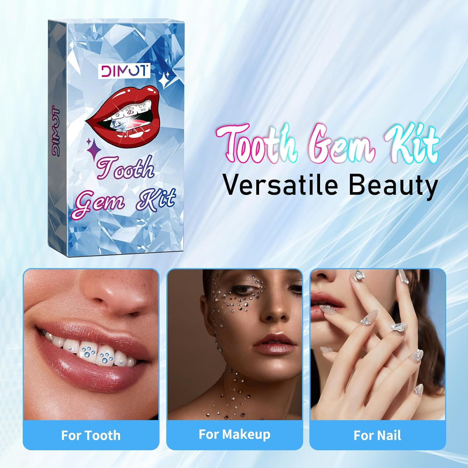 Tooth Gems Kit for Teeth Gems Kit with Light,190 Tooth DIY Gem Kit Tooth Jewelry Gems Kit 2025 New for Man&Women image number 3