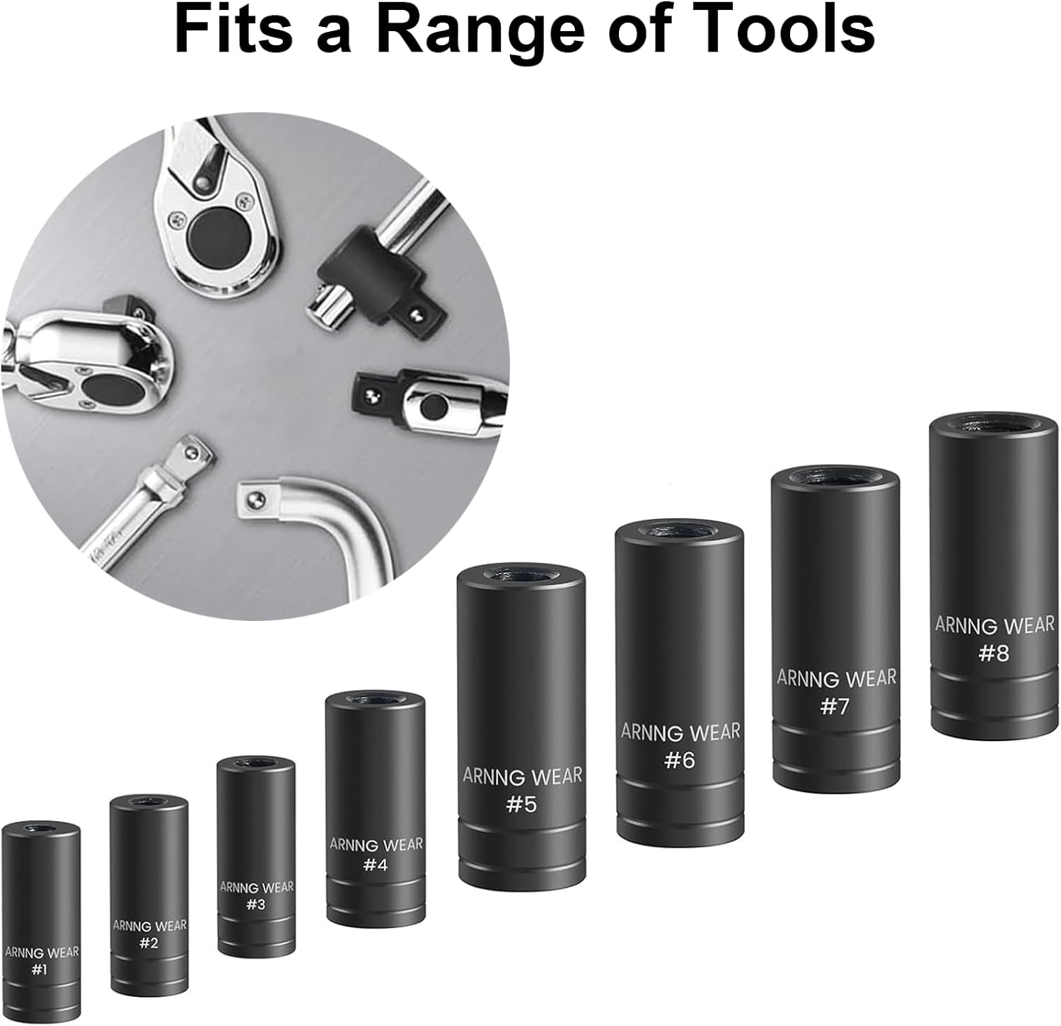 8Pcs Tap Socket Set, 1/4" & 3/8" Square Drive Tap Sockets, Heavy-Duty Cr-V Socket Set with Case, Fits Ratchet Wrench for Car Repair, Machinery & DIY Use image number 4