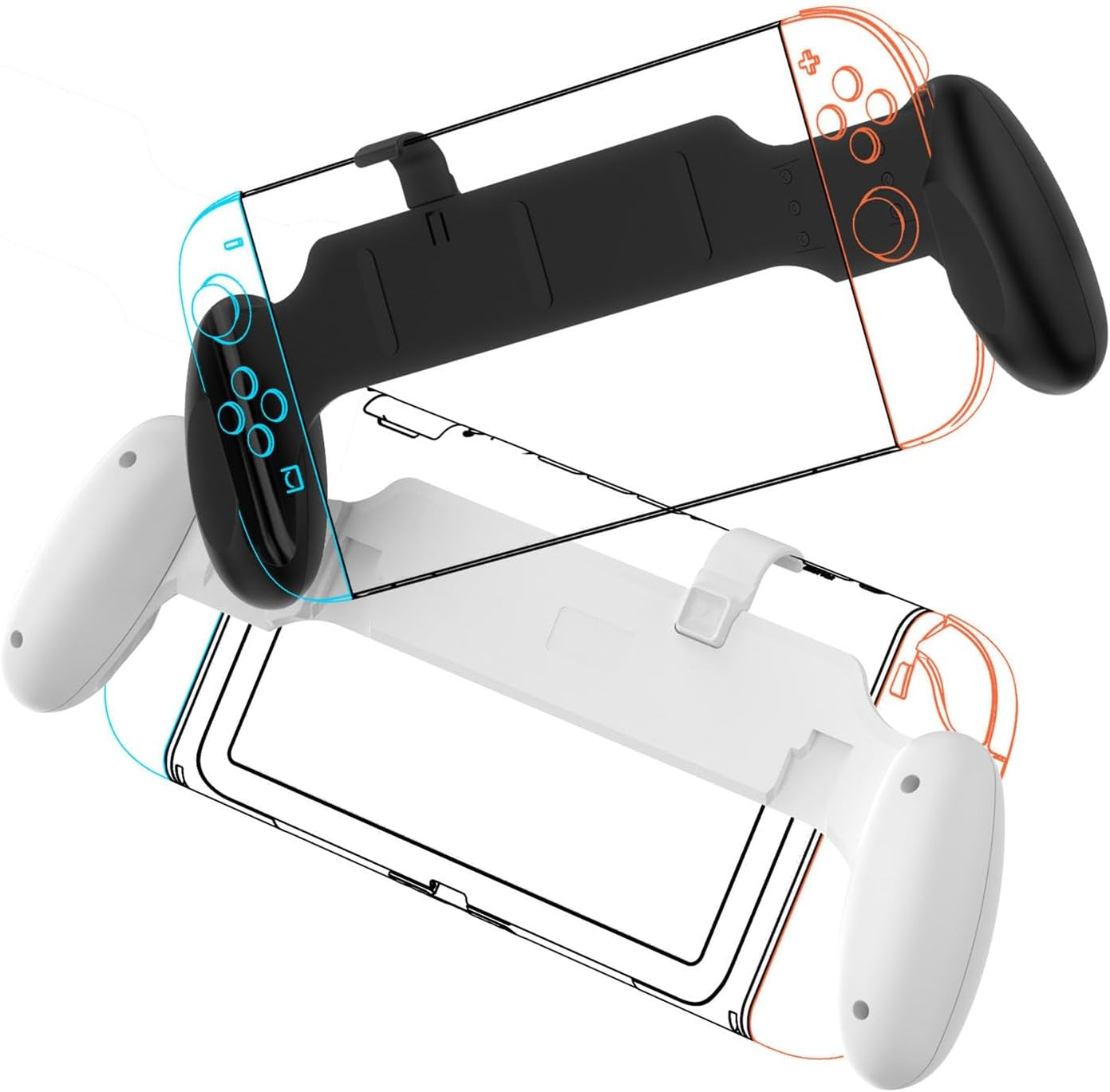 XUMIUZIY Grip Compatible with 2 (2025) / Oleds, Ergonomic Handle Grip for Game Console, Asymmetrical Design (White)