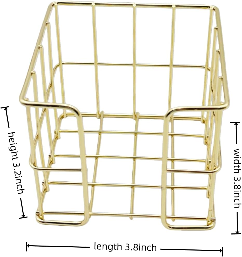 Alaviitsi 2 Pcs Golden Sticky Note Holder, Cute Desk Organizer with Sticky Notes Dispenser, Office Memo Holders &Metal Note Storage Holder(3.8 X 3.2 Inch) - Gold image number 4