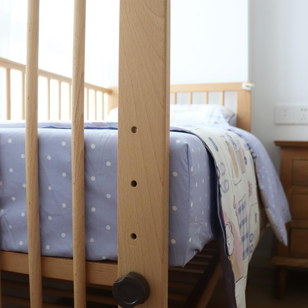 100% Cotton Crib Bedding Set for Toddler Boys Girls,3Pcs Baby Bed Linen Include Duvet Cover Fitted Sheet Pillowcase Nursery Decoration (Purple) image number 6