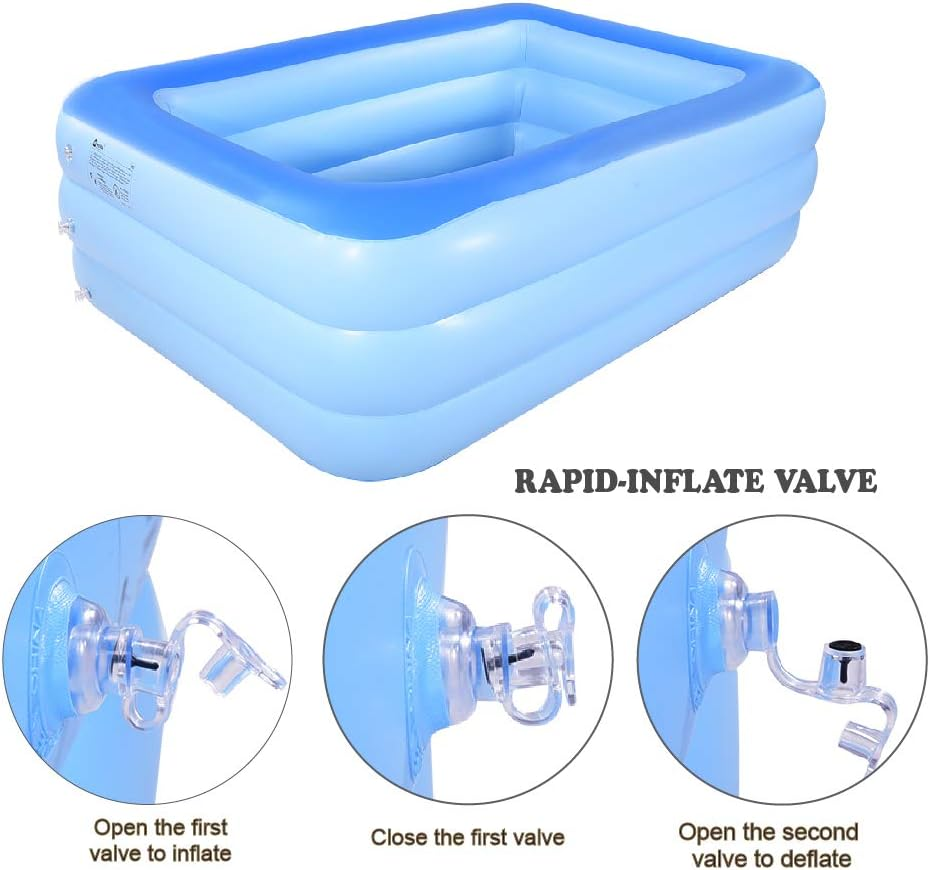 HIWENA Inflatable Family Swim Center Pool, 82 Inches Gaint Blow up Pool Summer Water Fun with Inflatable Soft Floor for Family, Garden, Outdoor, Backyard (82IN Green) image number 5