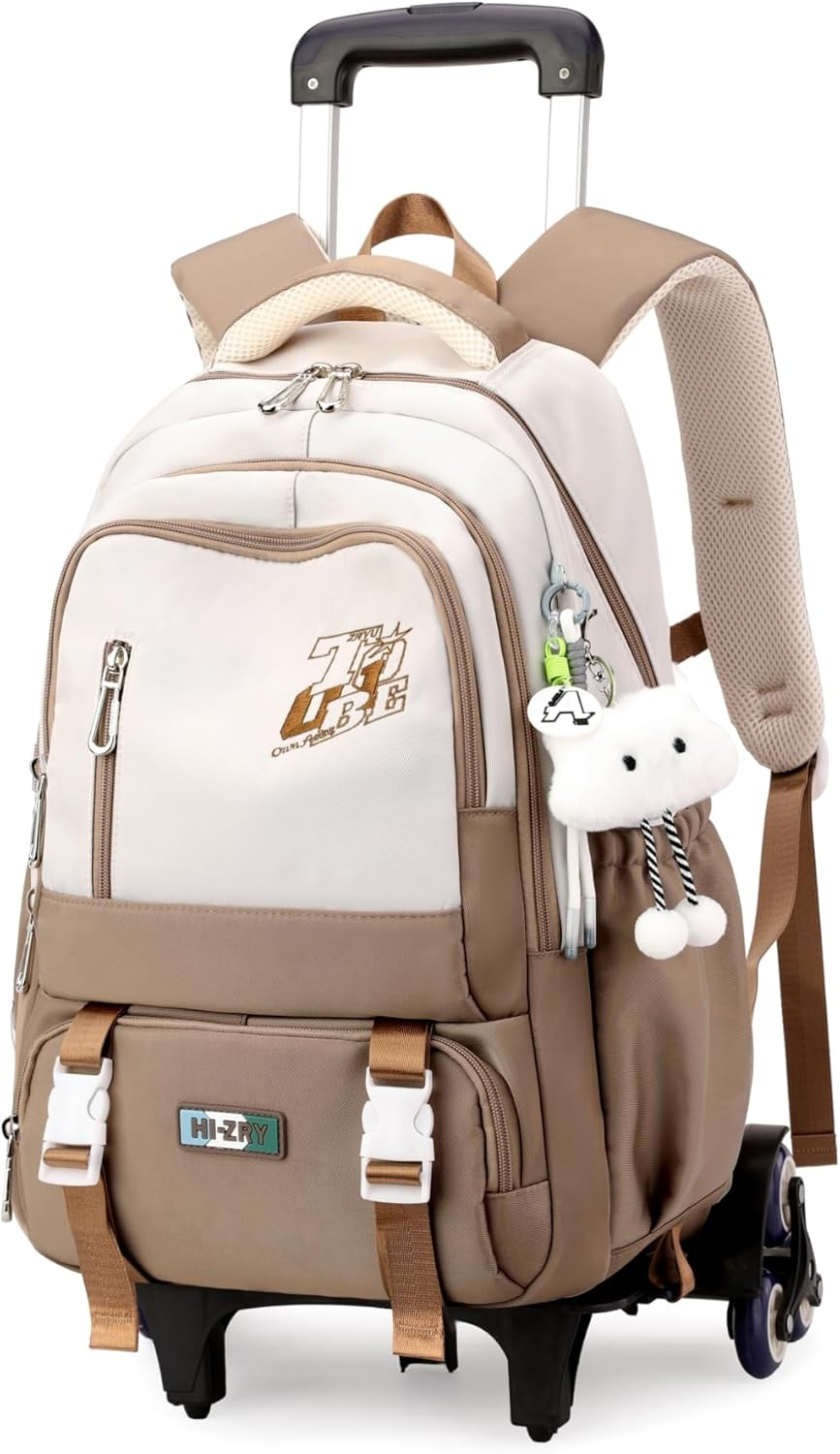 GRUOTEIS Kids Rolling Backpack for Teen Girls Boys School Bag Backpack with Wheels image number 4