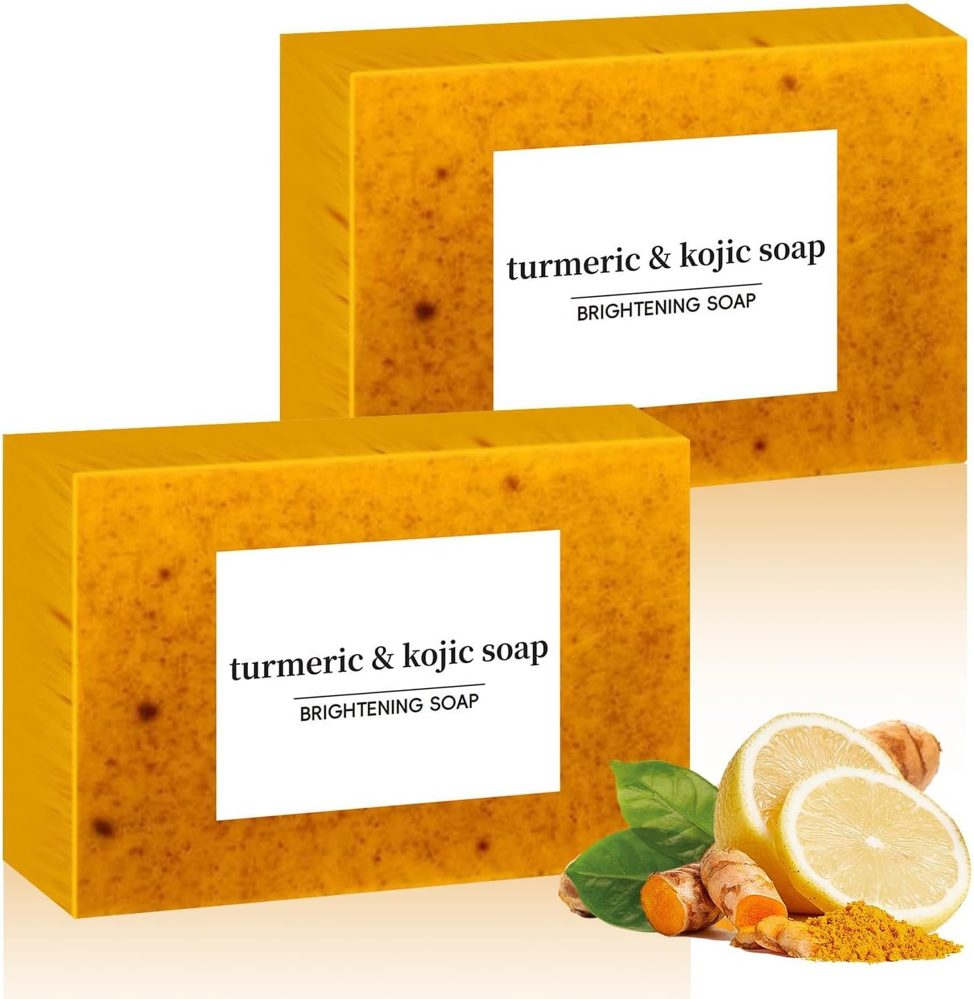 2Pack Lemon Turmeric Kojic Acid Soap,Lemon Turmeric Soap Bar for Face and Body,Brightens Skin Tone, Rejuvenates Skin, Reduces Blemishes image number 4