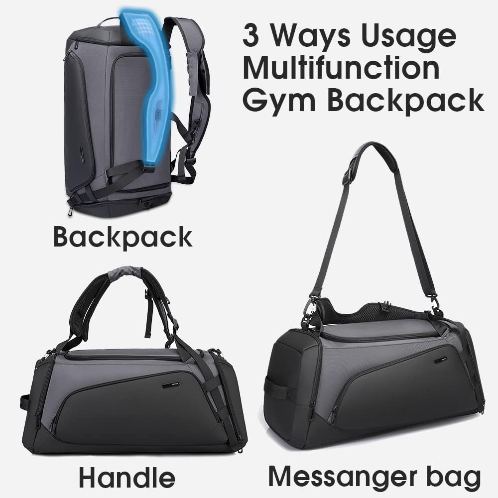 BANGE Gym Sports Duffel Backpack for Man & Women&hellip;, Grey, Large, Backpack - Black image number 5