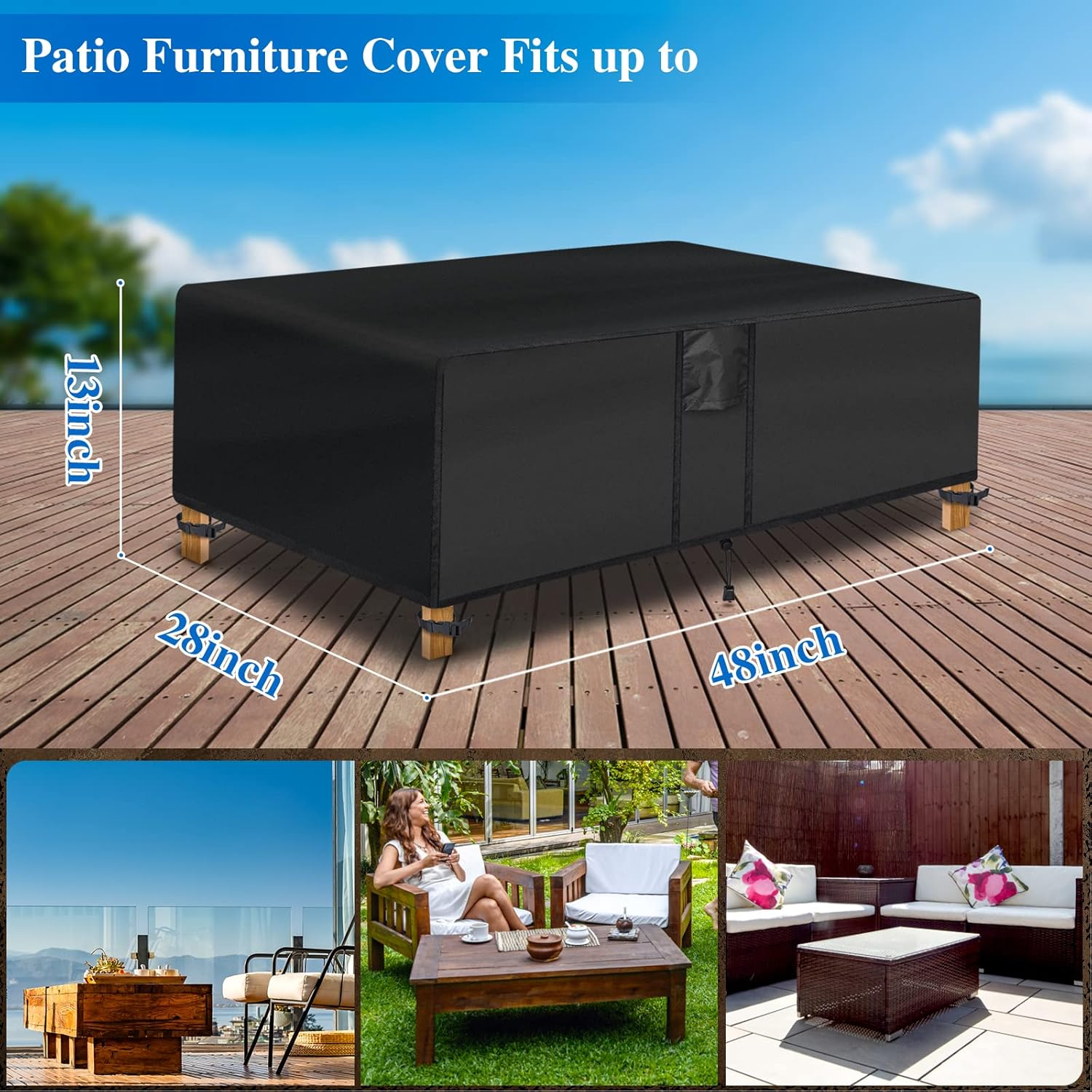 Patio Coffee Table Cover (48"L X 28"W X 13"H) image number 3