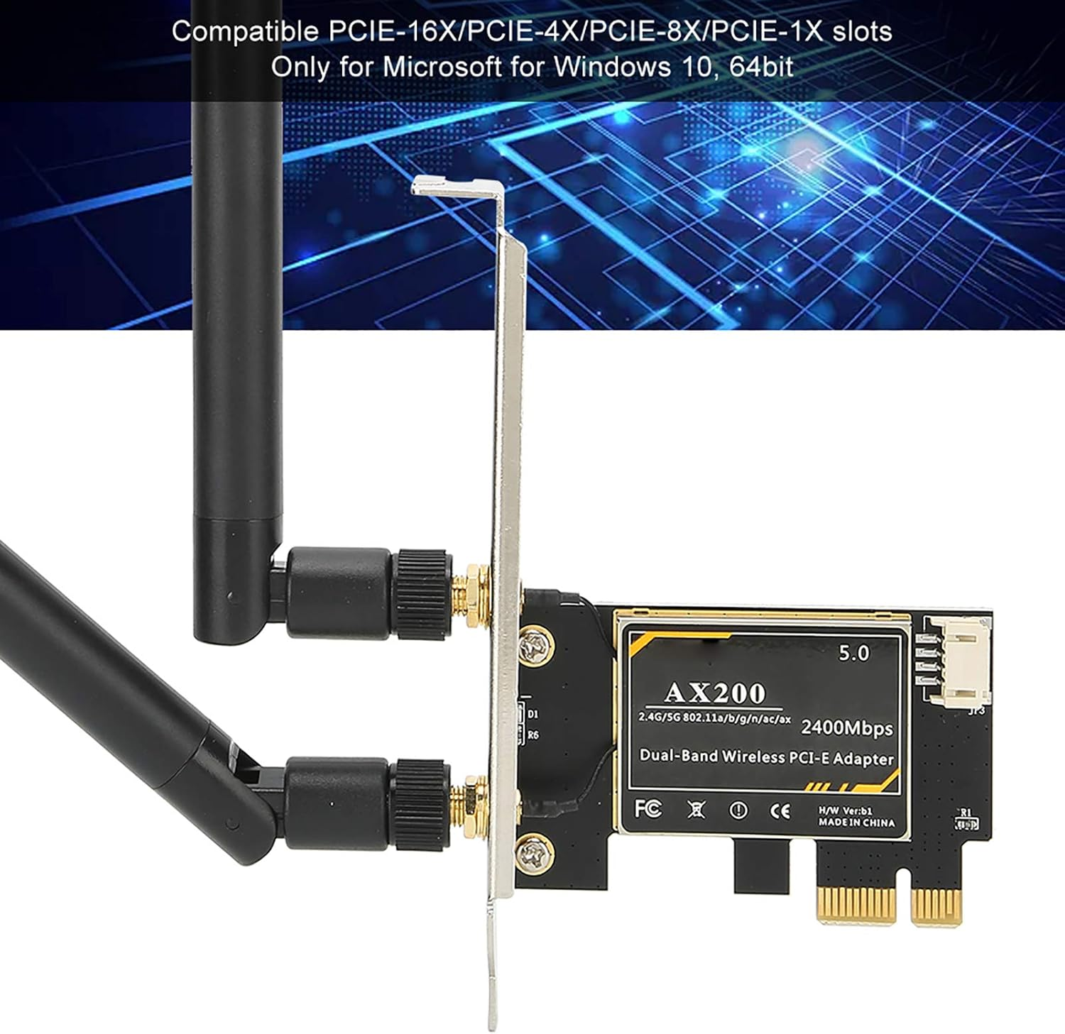 PCIE Wifi Card for Intel AX200 5G Wifi Card Dual Band 5.1 PCIE Wireless Card with Antenna for Windows 10 64Bit/ for Linux PC Desktop image number 2