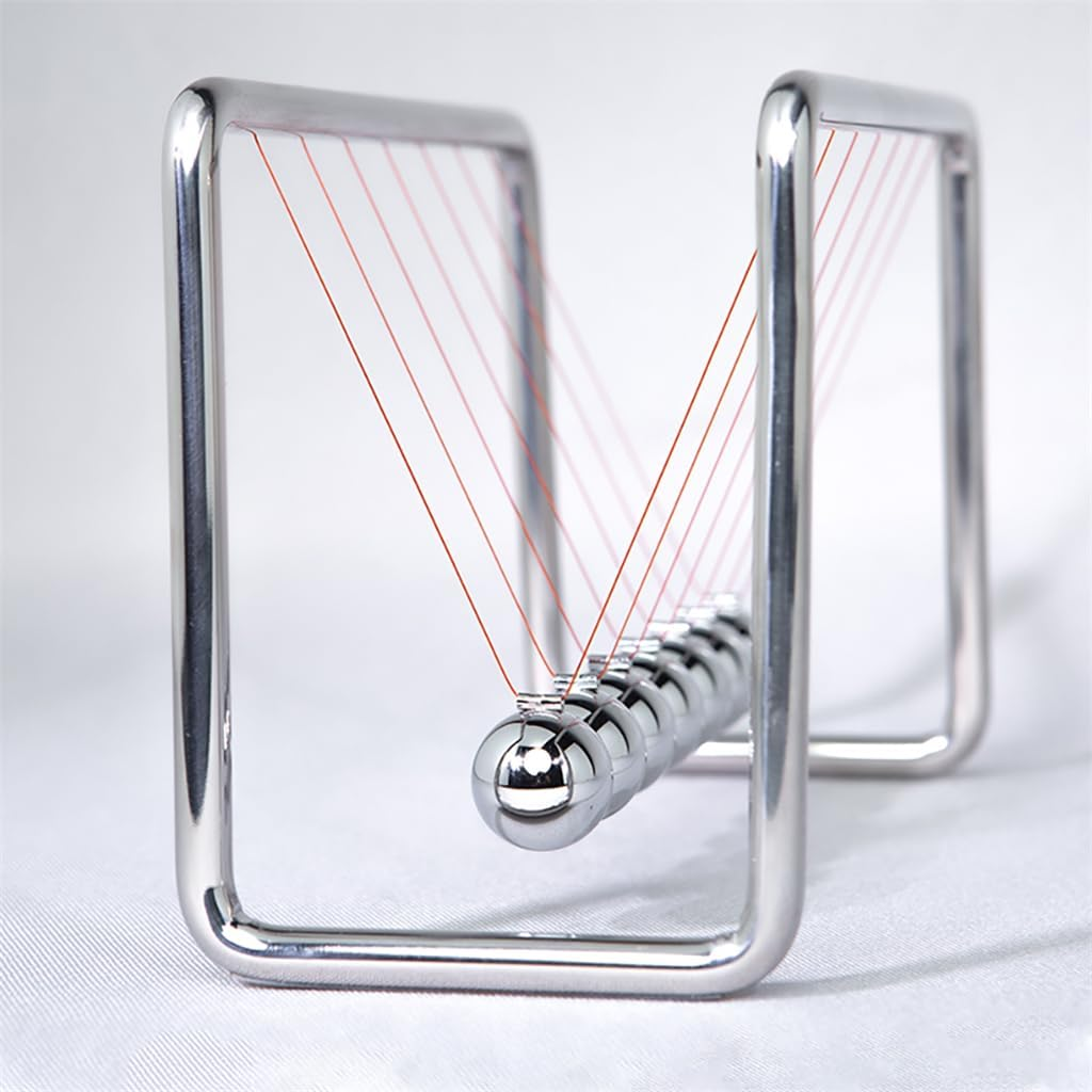 CERROPI Newton Cradle Balance Balls, Newton Pendulum with 7 Balls, Classic Newton Swing Ball, Decorative Physics Gadget for Desk, Stainless Steel Frame, 38 Sec Swingtime image number 3
