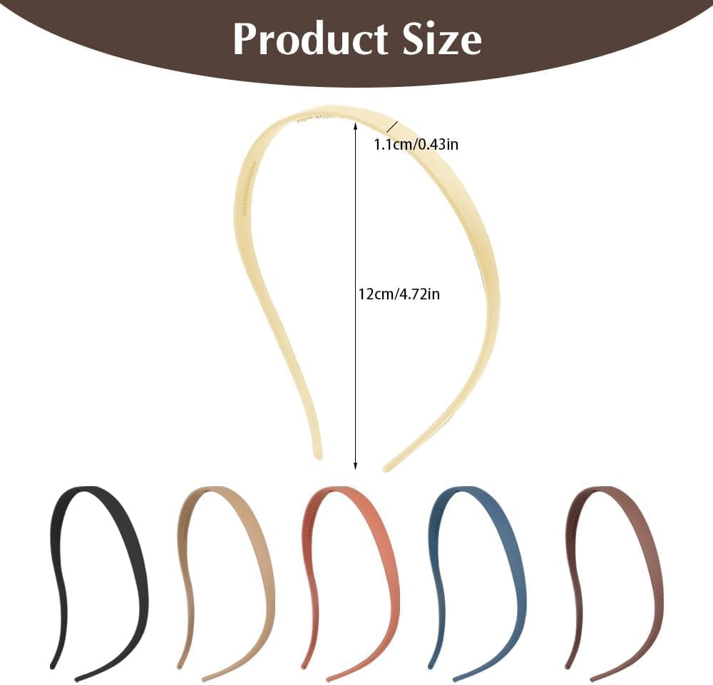 TTPSRY Set of 6 Narrow Hair Bands Thin Plastic Headband Hair Band Multicoloured Headband Hair Accessories Women image number 5