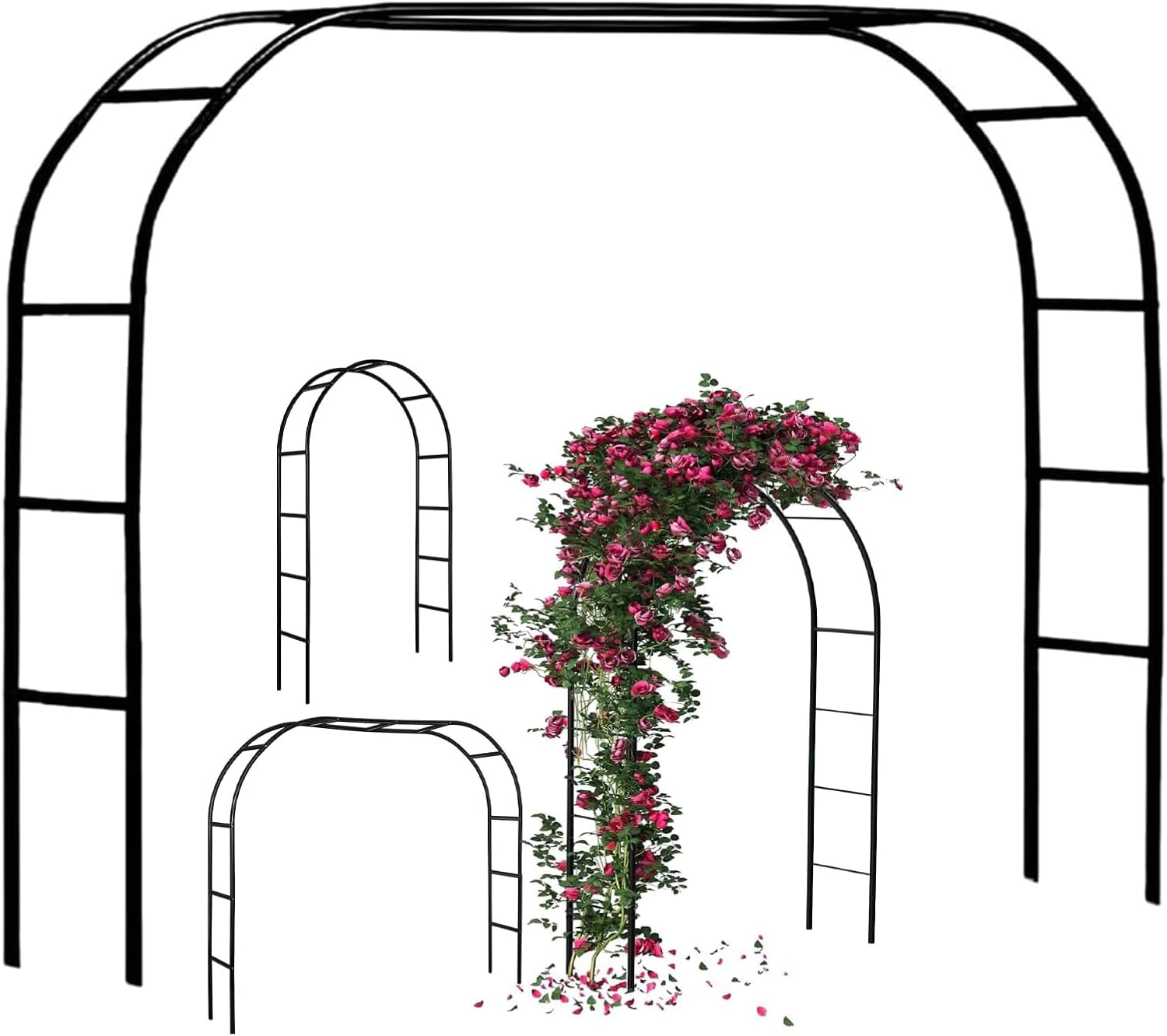 Metal Arch Frame, Metal Pergola Arbor, Garden Trellis for Various Climbing Plants Wedding Garden Bridal Party Decoration, Black image number 1