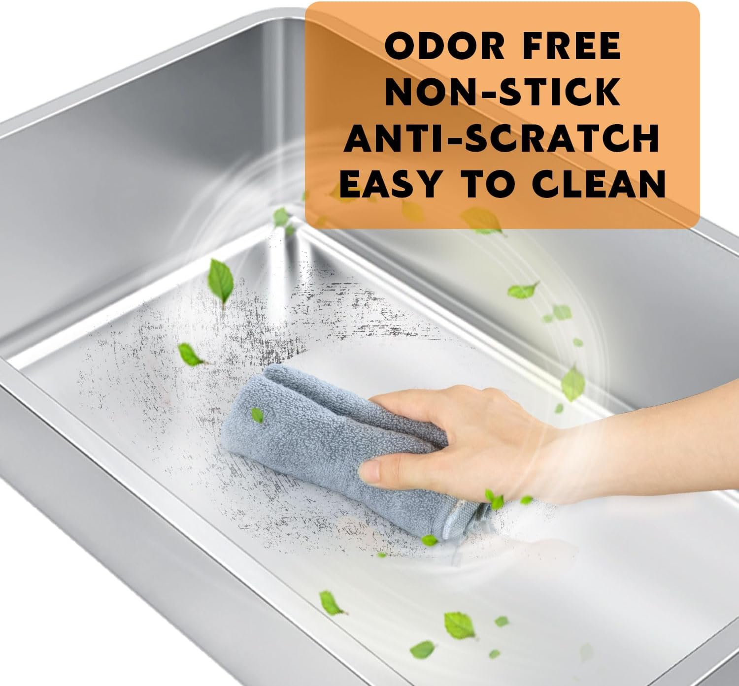 Stainless Steel XXL Cat Litter Box - High Side, Easy to Clean, Odor Free image number 4