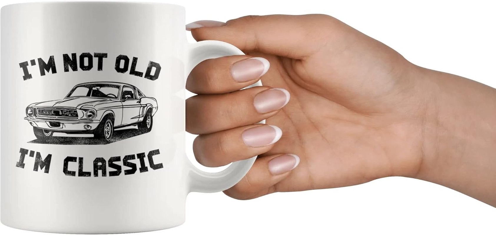 Panvola I'M Not Old I'M Classic Retirement Gift Mug Retired Senior Dad Father Grandpa Granddad Birthday Gifts for Car Lover Ceramic Cup 11 Oz White image number 3