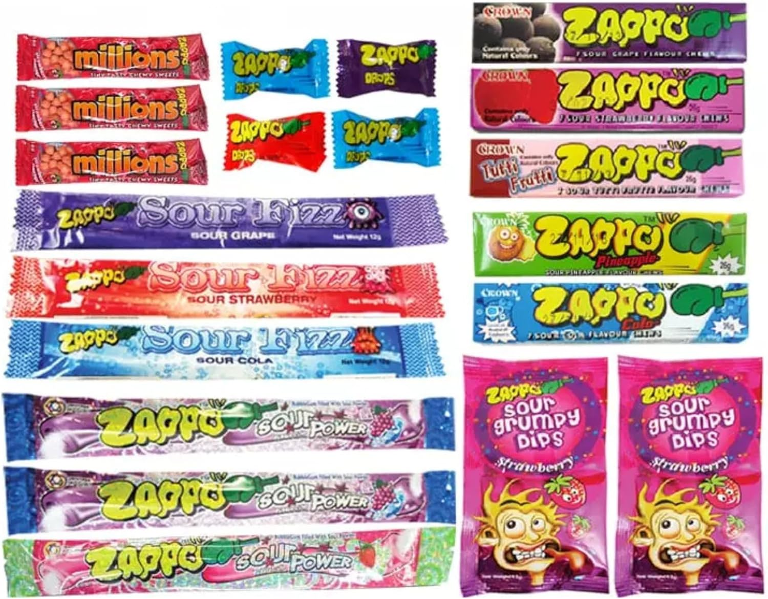 Zappo Showbag &ndash; Assorted Sour Candy Mix &ndash; Party Favourites &ndash; Fun Fruity Tangy Lollies for Kids and Adults image number 1