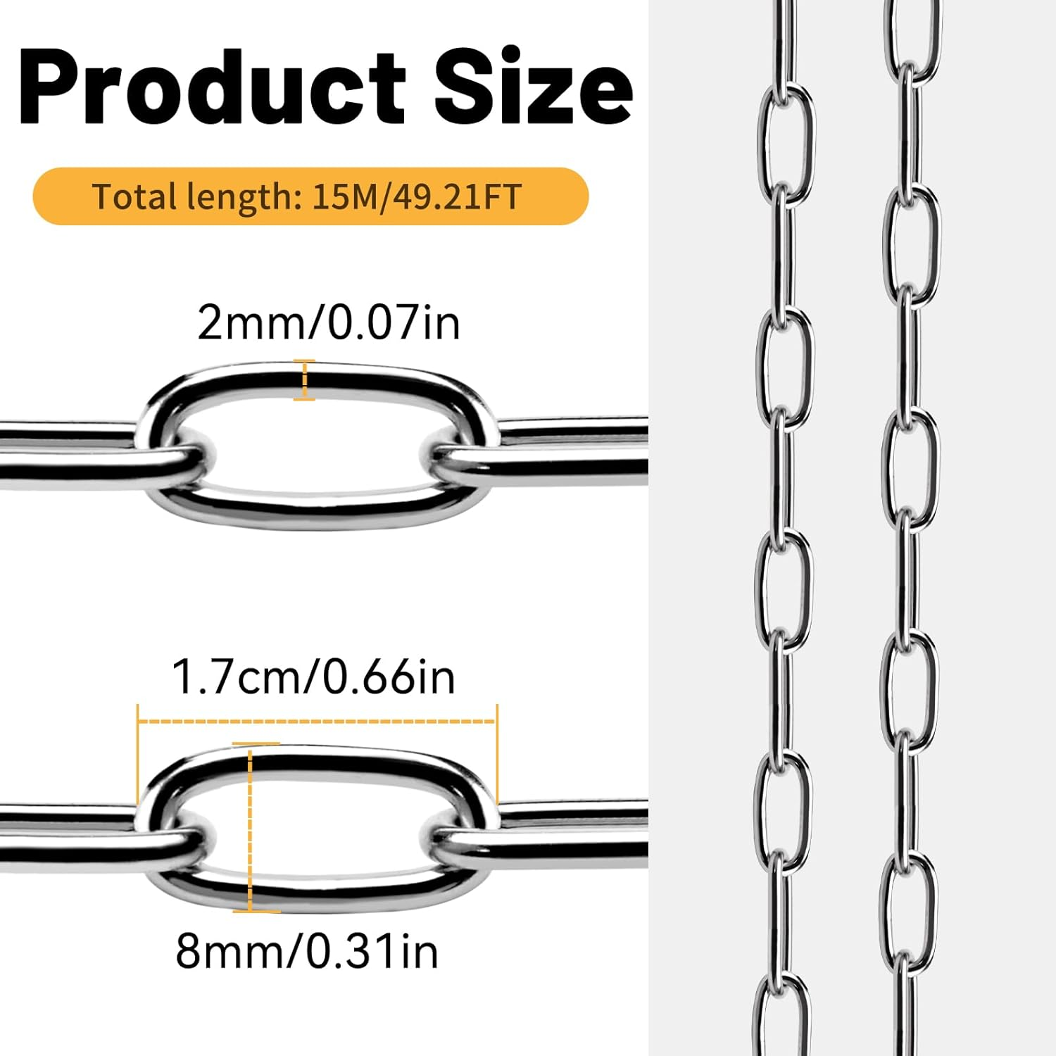 Stainless Steel Chain for Hanging Plants, Hanging Loop Chain for Outdoor Camping Pet Anti-Theft Chains, Hardware (15) image number 4