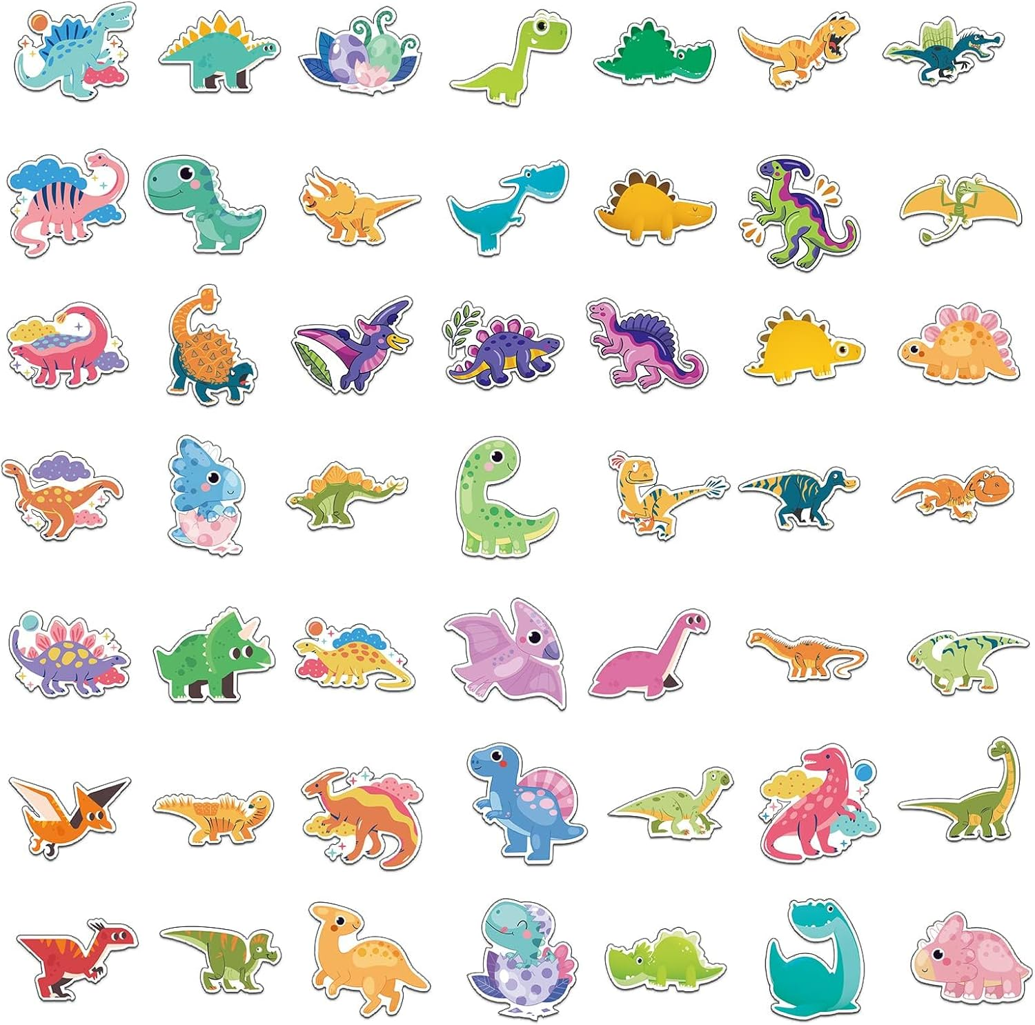 100 Pcs Cute Dinosaur Stickers for Kids, Water Bottle Stickers, Kawaii Vinyl Phone Laptop Skateboard Waterproof Stickers, Bulk Aesthetic Sticker Packs for Teens Boys Girls Teacher image number 3