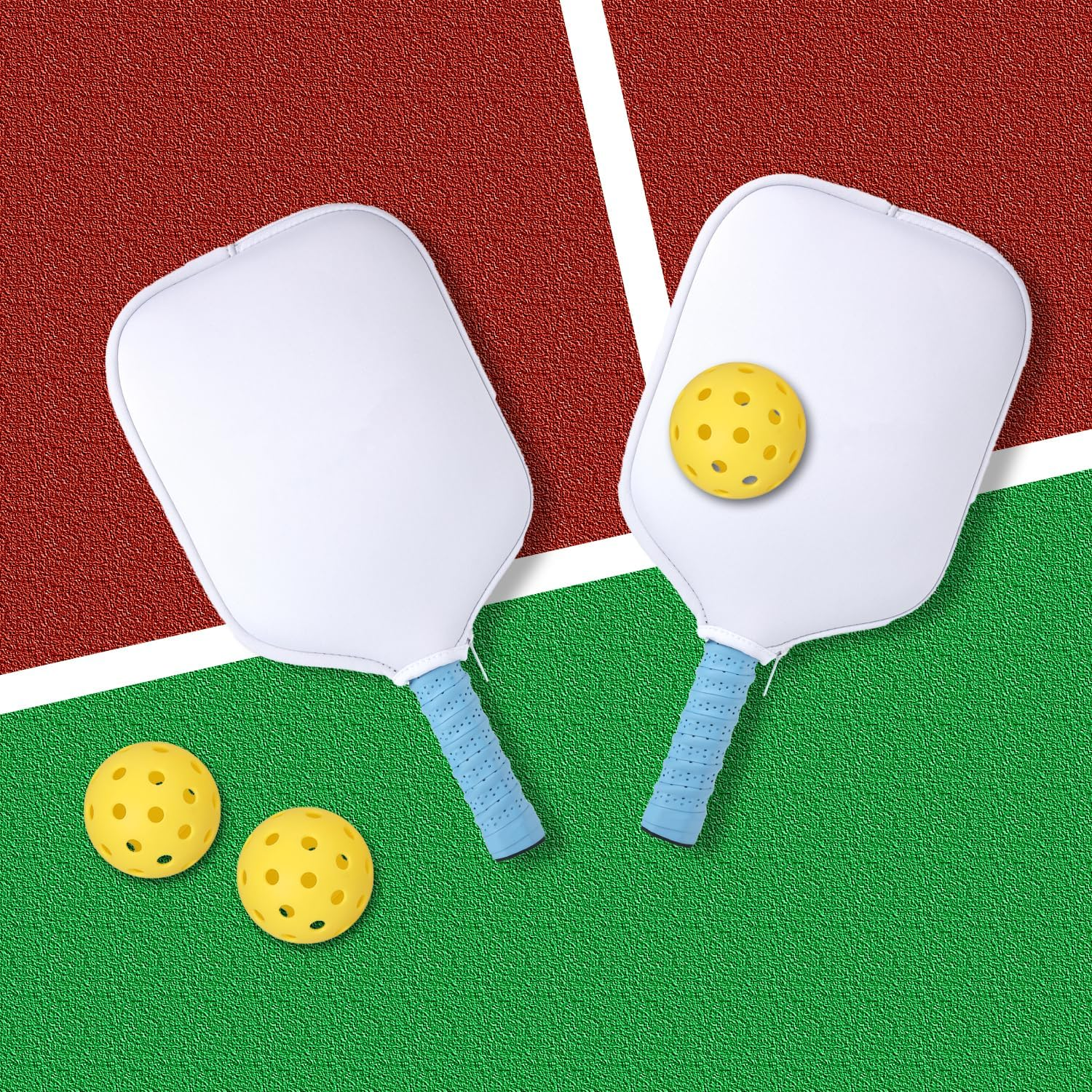 PEUTIER 2Pcs Pickleball Paddle Covers, Waterproof Neoprene Pickle Ball Covers Protective Pickleball Racket Holder Sleeve with Zipper Fits Most Paddle Racket (White) image number 4