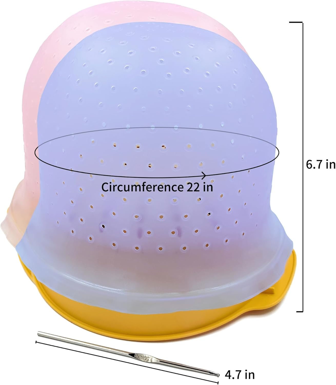 Losaria 12 Pcs Hair Highlighting Kit Highlighting Cap with Holes Pre Punched Hair Frosting Cap DIY Beauty Salon Hair Bleaching Tools Kit Dye Cap Dye Brush Dying Comb Gloves Ear Covers Hair Clips image number 4