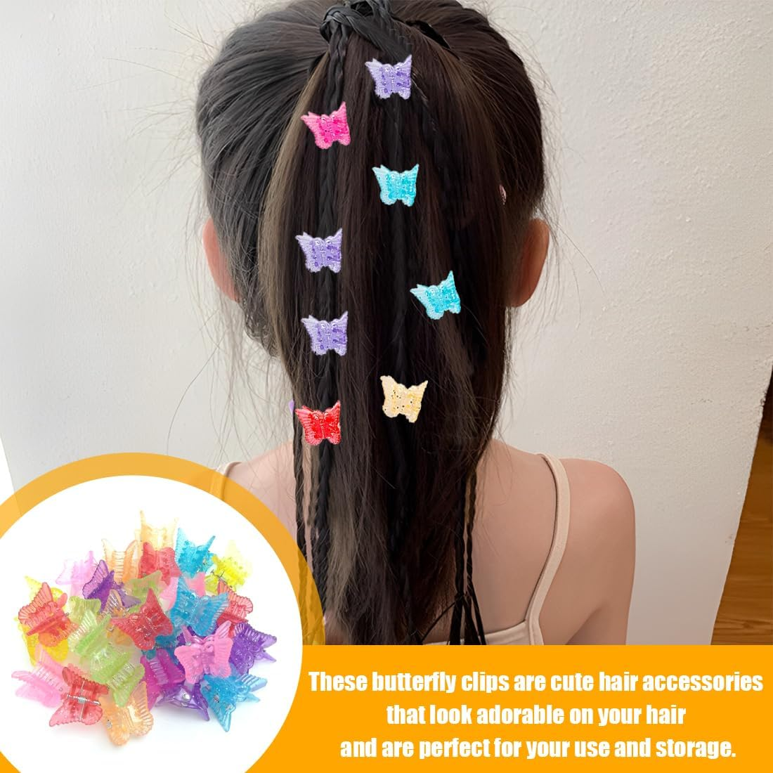 HQR Pack of 30 Women'S Small Non-Slip Hair Clips, Mini Hair Clips, Butterfly Hair Clips, Cute Hair Clips, Small Decorative Hair Clips, Wedding Hair Clips image number 2