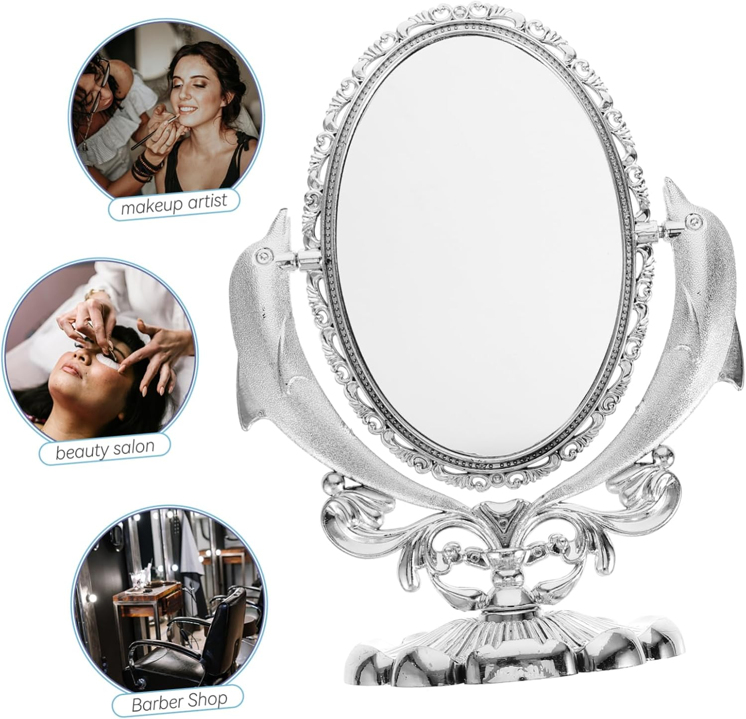 HONMEET Desktop Double-Sided Makeup Mirror Elegant Decorative Table Mirror for Beauty Salon and Home Use Viewing Angle for Makeup Application image number 2