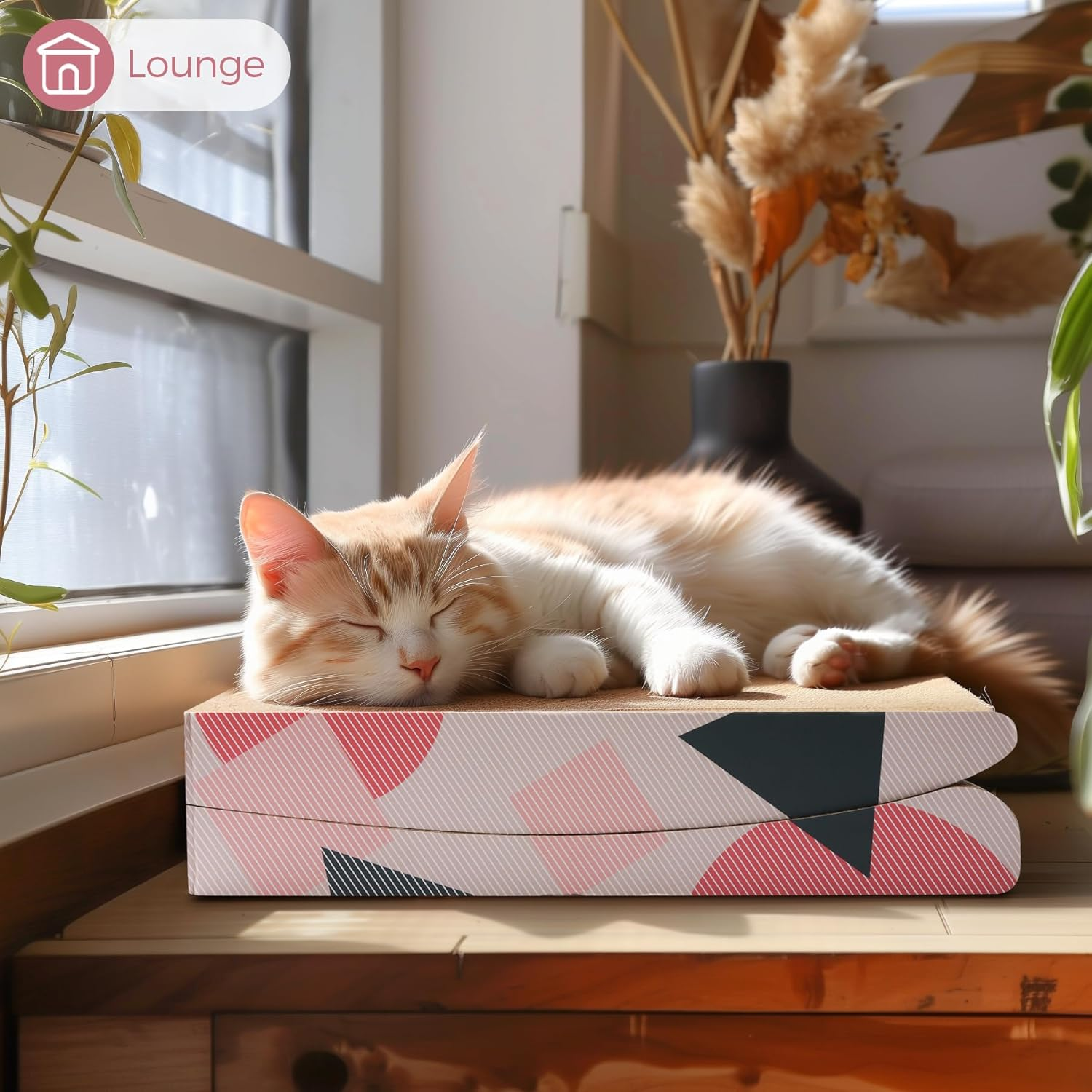 Comsaf Wave Curved Cat Scratching Pad, Foldable Cat Scratcher Cardboard, Corrugated Scratch Pad, Long Scratching Lounge Bed for Cat Kitten Kitty, Furniture, Reversible image number 4