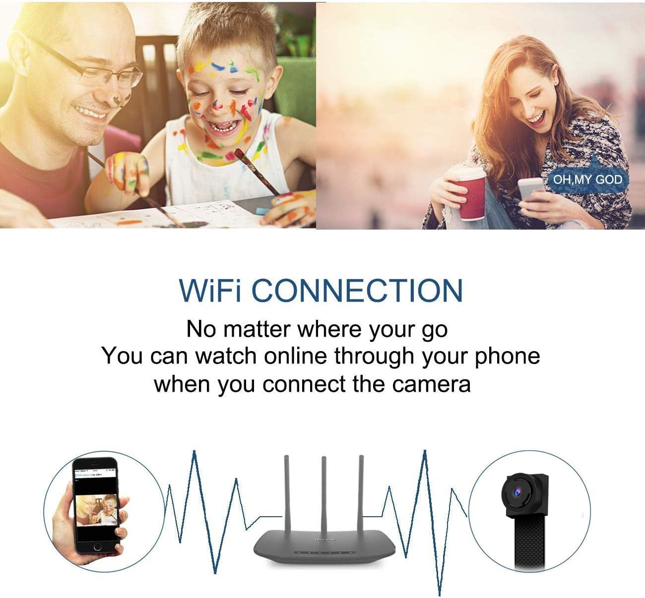 Hopegem Hidden Wifi Spy Mini Camera &ndash; 13 Hours Long Video Recording Full HD 1080P/4K Wireless Cam with Motion Detection Assembled WLAN Cameras - Au-M1 image number 5